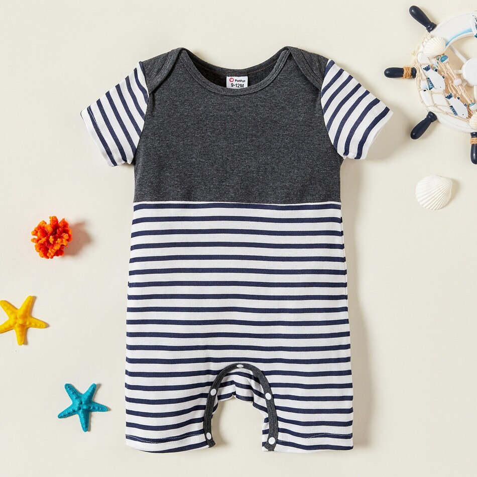Patpat zomer 4-- pack babyjongensstrepen en sterren bodysuits set babykleding