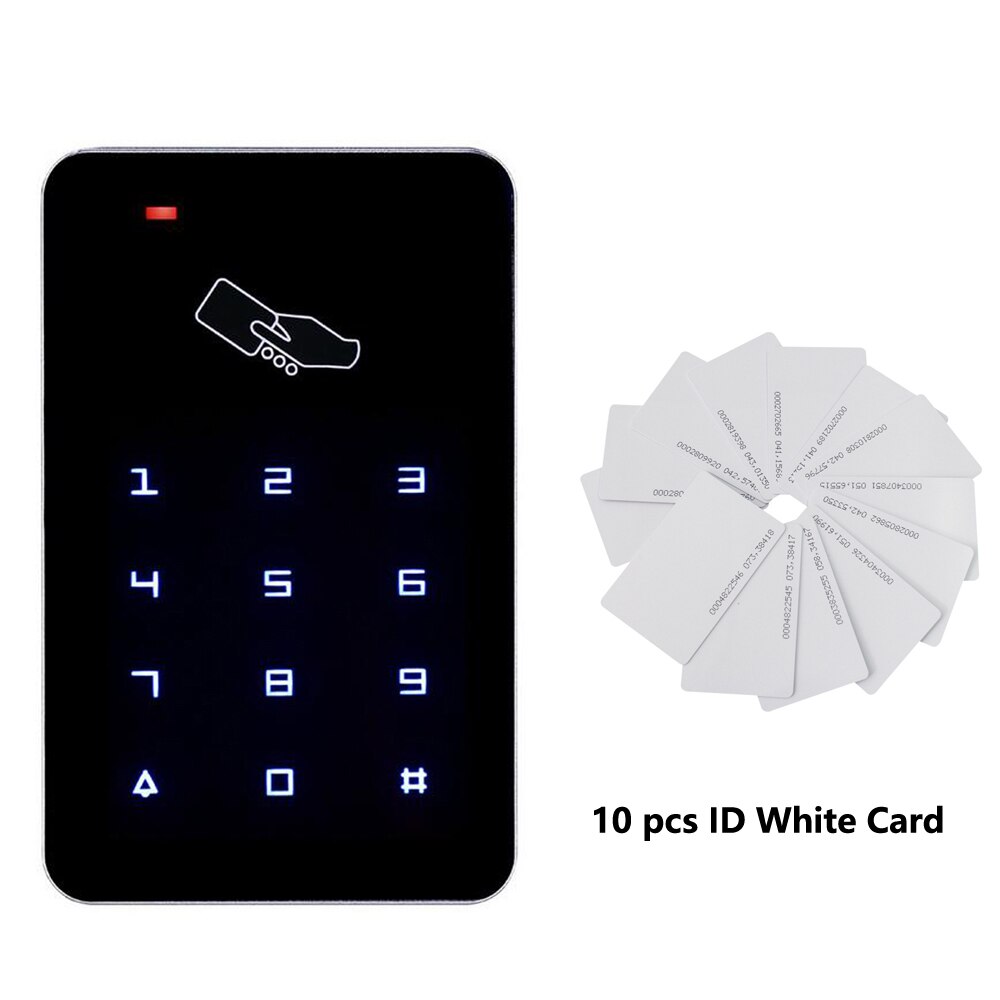 Touch Screen Backlight Standalone Access Controller 125Khz RFID Access Control Keypad Card Reader Door Lock System: ID AC 10 card