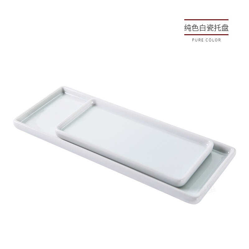 Porcelain ceramic white tea tray long plate gargle cup tray bathroom storage plate