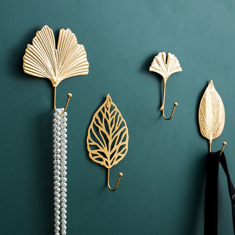 Nordisk krog pungskrog gylden bladform pelsstativ vægpels nøglebøjle slår ikke hjemme væghængende dekoration