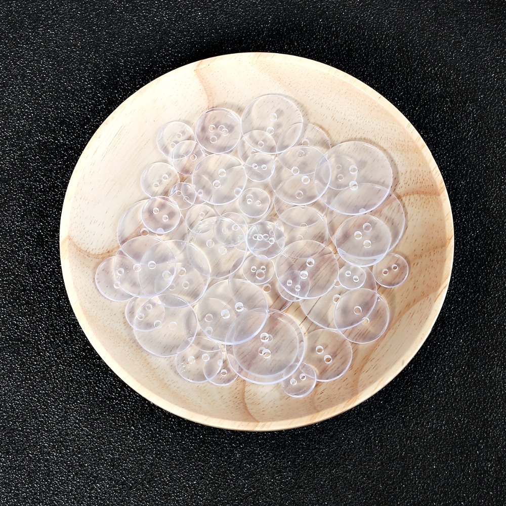 9-25mm plastic Resin Sewing Buttons Scrapbooking Round Lucency Two Holes Botones Bottoni Botoes Transparent Clear accessories
