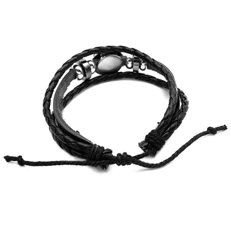 Luminosas 12 Constelaciones pulsera de cuero signo del zodiaco con abalorios pulseras trenzadas Punk para Niños Accesorios de la joyería de los hombres