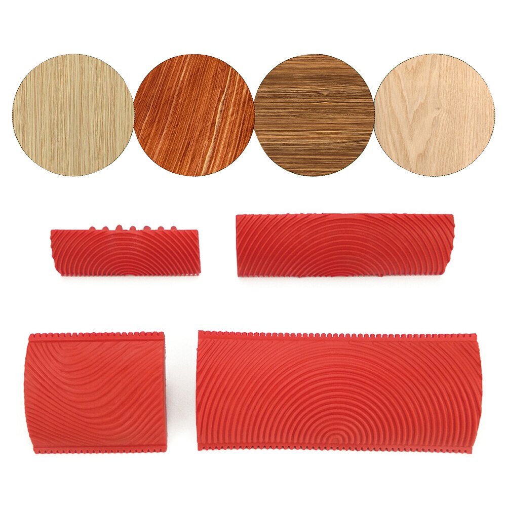 2pcs Texture Paint Roller Set DIY Imitation Wood Grain Brush Wall Garden Rubber Multifunctional Household Art Tool Decorative
