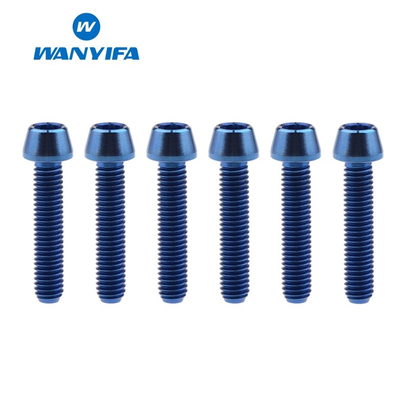 6PCS M5 Titanium Ti Bolts M5X25 30 35 40mm Inner Hexagon Tapered Head Bolt for Bike Bicycle Cycling Accessories Fastener Screws: M5x25 Blue
