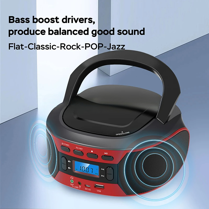 Portable CD Machine Bluetooth Speaker FM Radio MP3 U Disk Player Disc Audio AUX USB Sound Learning Music Fetal Education