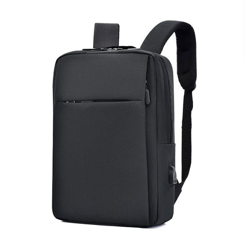 Hommes sacs à dos USB Interface épaules antivol voyage sac à dos Nylon étanche sacoche pour ordinateur portable étudiants cartables Mochila: Black