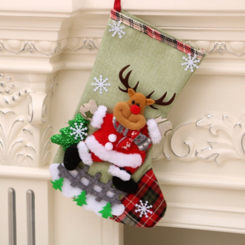 Calcetines de Navidad para decoración de chimenea, bolsas grandes de de Navidad, Año , 2022, bolsa de embalaje de dulces, adornos de árbol de ciervo: Large B
