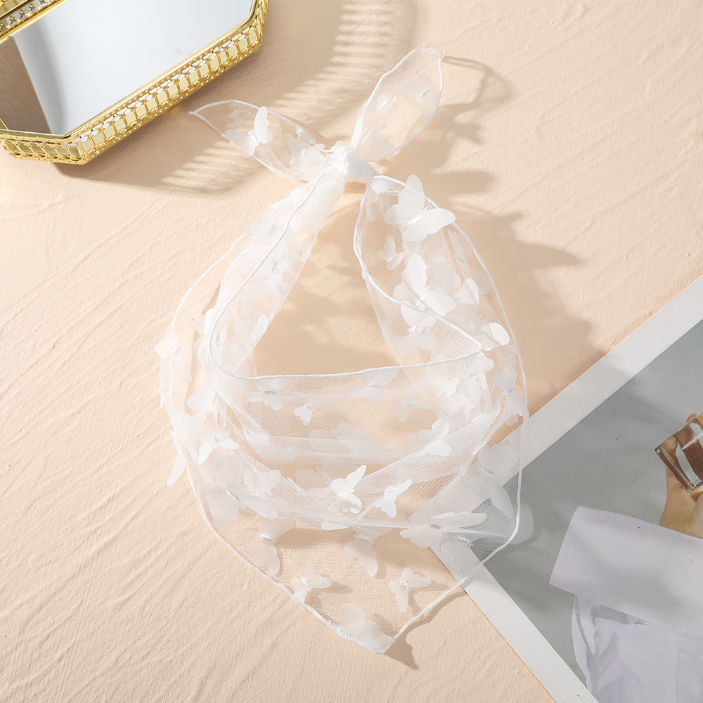 AWAYTR Bloemenprint Haar Sjaal Bohemen Bandana Witte Haarband Kleurrijke Vlinders Driehoek Sjaal Hoofddoek Vrouwen Meisje Hoofddoek: Blauw