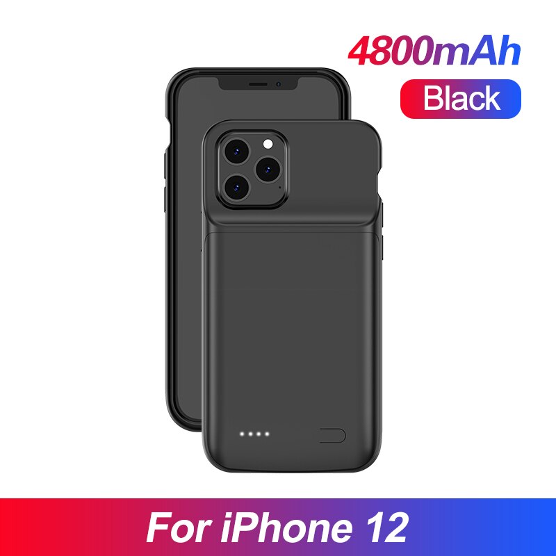 For iPhone 12 Pro Max 12 Mini Battery Case 4800mAh Power Bank Cover Portable Charging Phone Battery Charger Case For iPhone 12: For 12