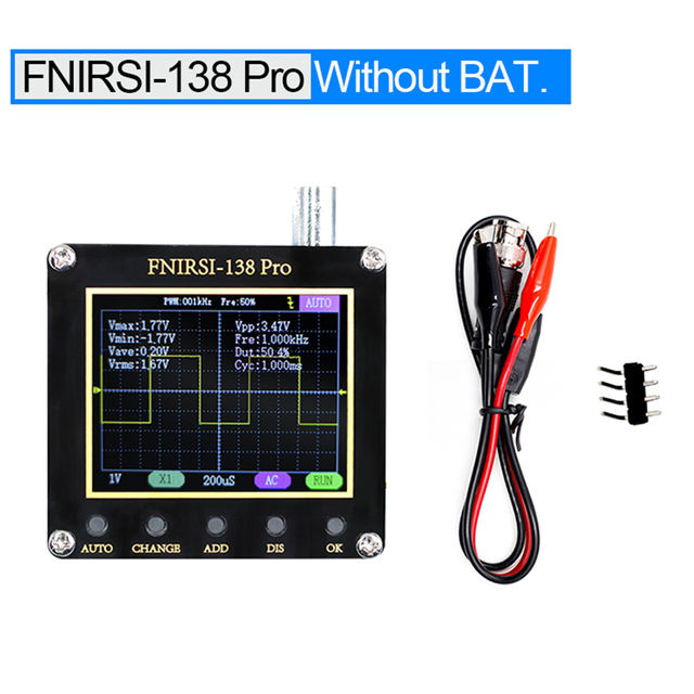 FNIRSI – Mini Oscilloscope numérique portable 138pro, pratique, avec 3 modes de déclenchement, un bouton, réglage automatique, mise à niveau du micrologiciel PWM: Black