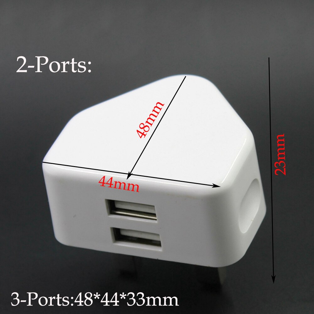 UK Plug Double USB 3USB Adapter Mains 3 Pin Plug USB Adaptor Wall Charger Travel Charging Cable 5V2 For Apple/Tablets