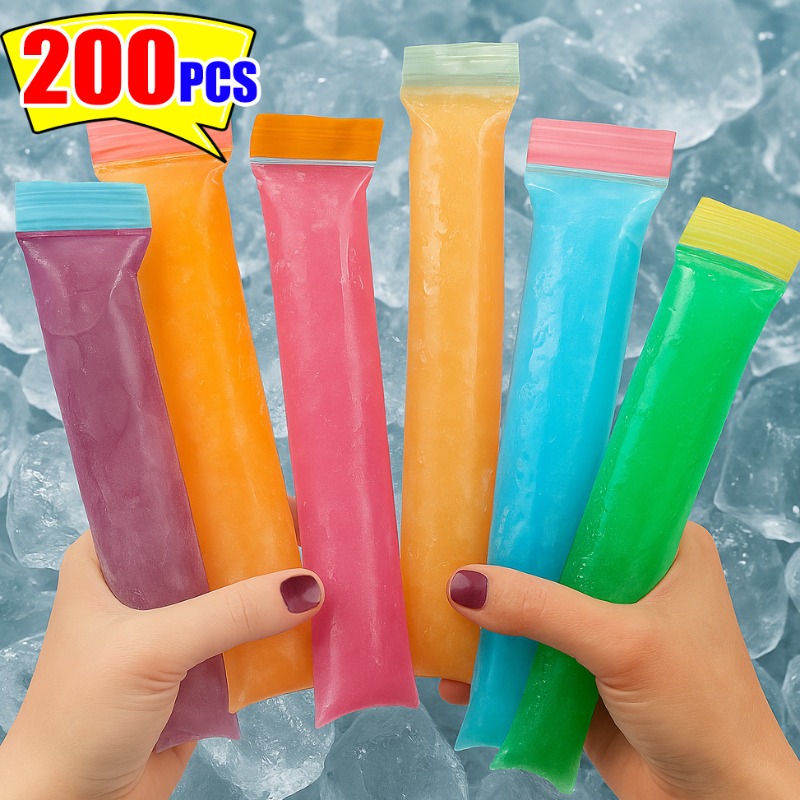 50-200 Uds. Bolsas transparentes para paletas de hielo, bolsas desechables para paletas DIY, helado, yogur, de verano, molde de tubo de hielo, herramientas de cocina