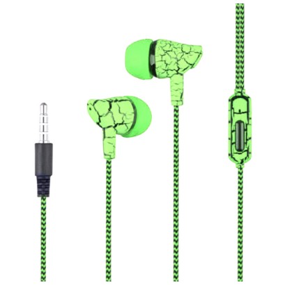 Originele In-Ear Oortelefoon Crack Gevlochten Bedraad Met Microfoon 5 Kleur Headset Hifi Oordopjes Bass Koptelefoon Oor Telefoons: Groen