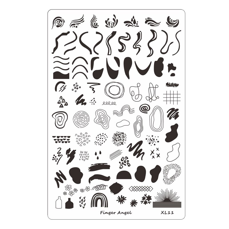 Finger Angel Flowers Leaves Nail Stamping Plates Line Geometric Stripe Face Image Printing Templates For Manicure Decorations