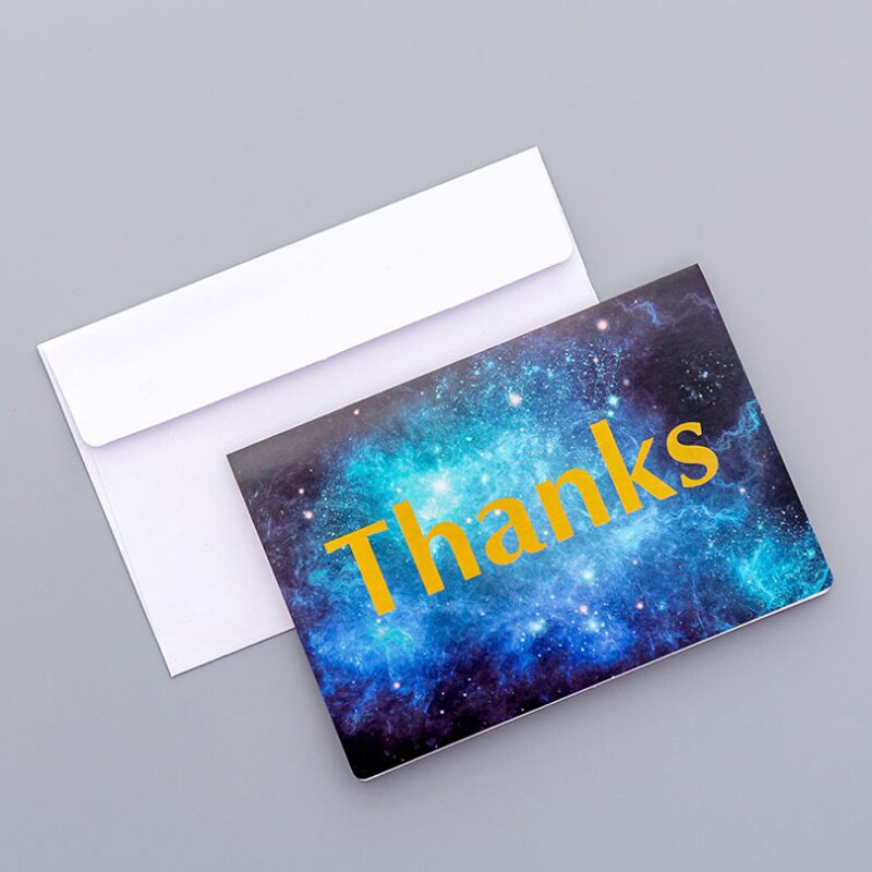 1Pc Birthday greeting card with envelope star Series Message Greeting Card Event Party Invitation Seating Card: Thanks