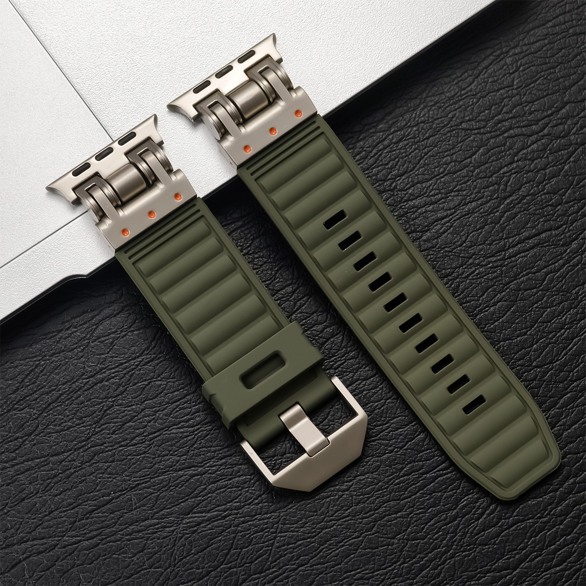 Sports silikone rem til apple watch ultra 2 49mm 45mm 44mm 42mm blød gummirem til iwatch serie 9 8 7 6 5 4 se herrearmbånd: Grøn