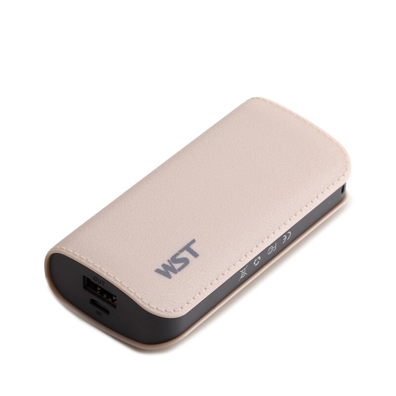 WST Mini Power Bank 5200 mAh Portable USB External Battery for Xiaomi/iPhone/Huawei with charging cable Lightweight Battery Bank: CHAMPAGNE GOLD