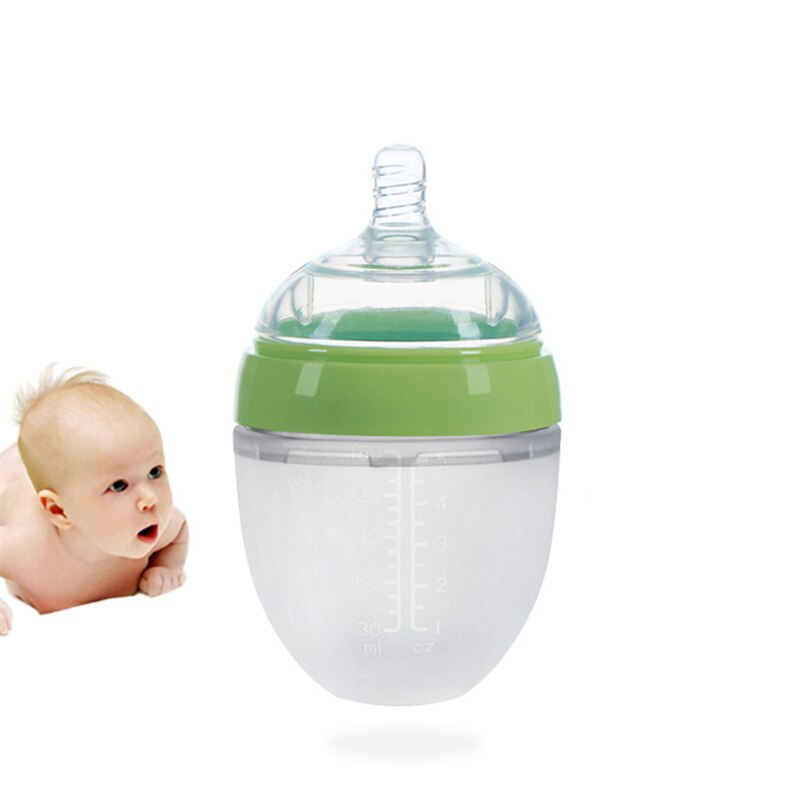 Biberón de silicona antiflatulencia para bebé recién nacido, botella de 4 estilos de gran calibre con asa, suministros para bebé, herramientas de alimentación para leche