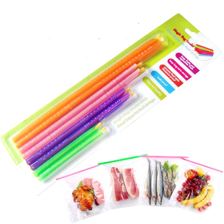 8pcs/set Magic Bag Sealer Stick Food Bag Sealing Clip Bars Fresh Lock Stick Household Kitchen Storage Refrigeration Tools