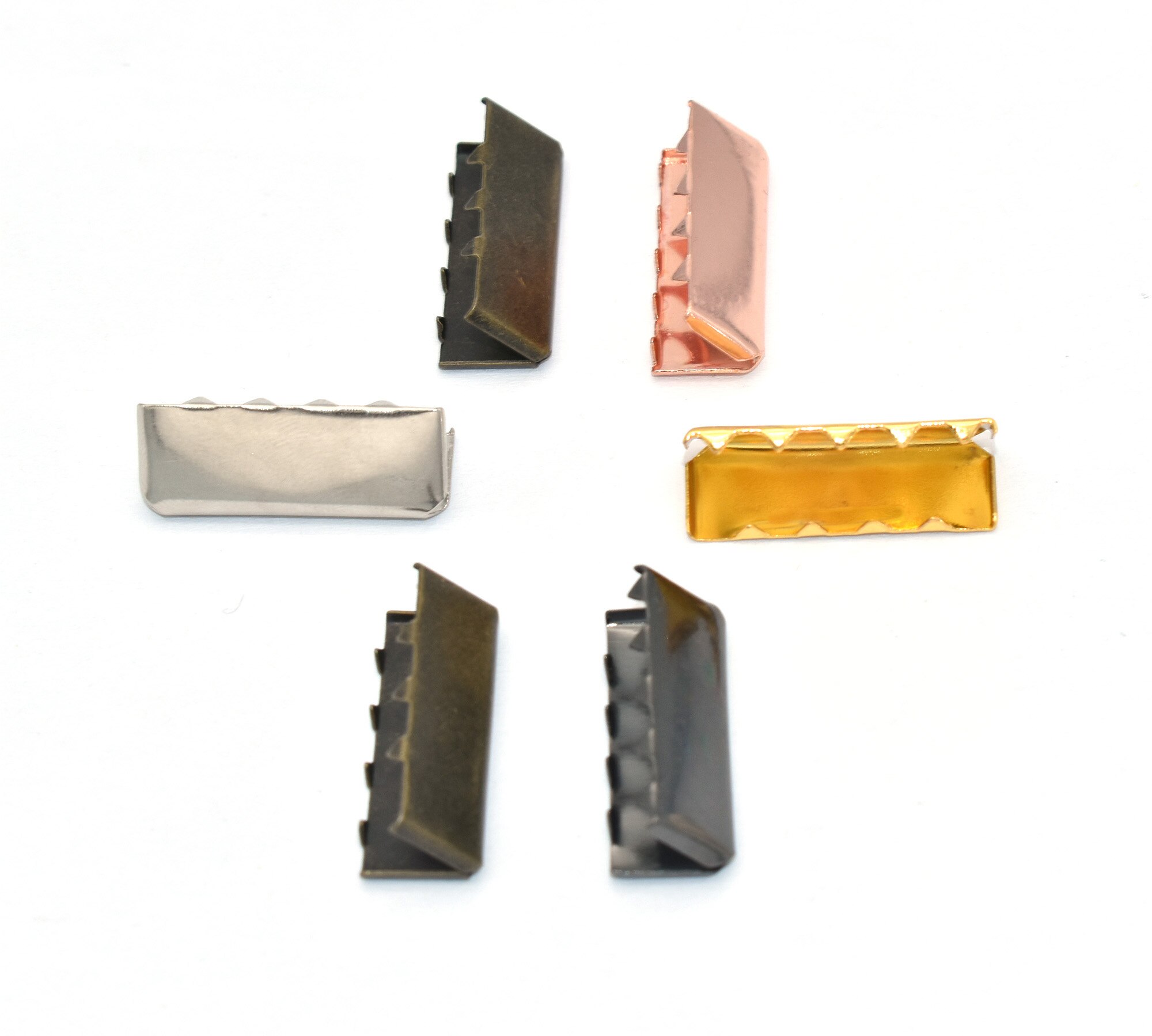 25mm Ribbon Clamps Ends Fasteners Clasps Cord Ends Cap Foldover Connectors for Leather Lanyard Strap Jewelry Making