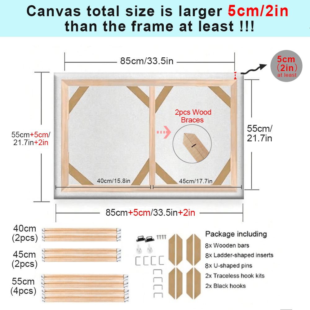 30x40cm 40x60cm 60x90cm DIY Wooden Frames Suitable for Canvas Oil Diamond Paintings Wall Art Photo Frame Pine Home Decor: black