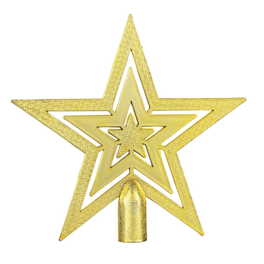 10cm Christmas Tree Topper Star Happy Christmas Treetop Star Festival Decoration (Gold): Golden 2