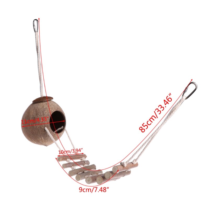 Niche pour perroquet oiseau, jouet, Cage, Coco naturel, cachette avec échelle