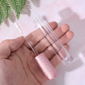 Tube vide pour Gloss à lèvres 6ml avec capuchon rose pailleté, bouteille en plastique pour Gloss à lèvres, flacon d'échantillon, conteneur de cosmétiques, outil de maquillage de beauté 1 pièce