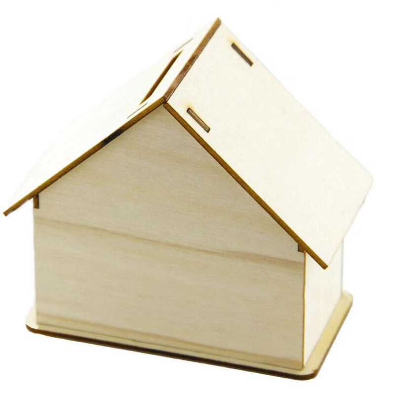 Bricolage en bois blanc Billet banque enfants à la main maison coloriage tirelire décor de Table à la maison