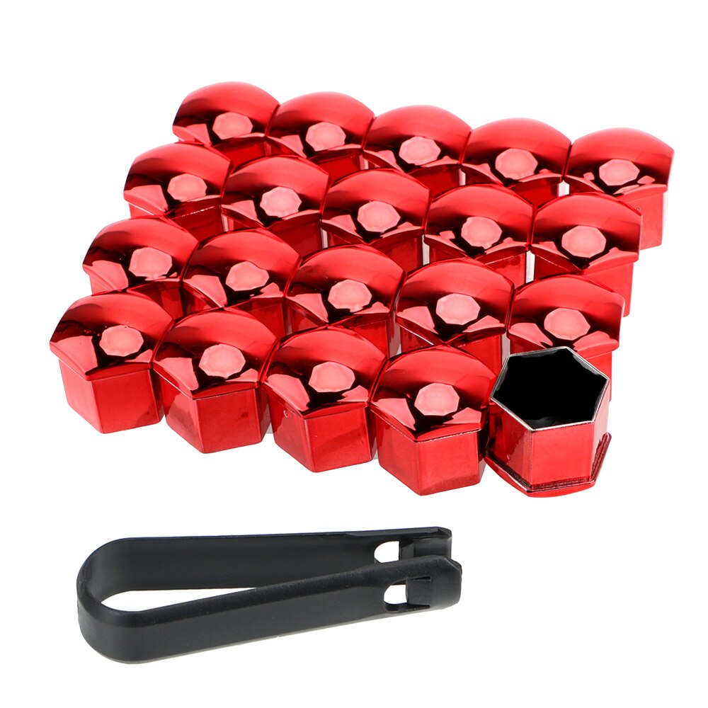 Tapas de tuercas de rueda de coche, tapas de protección antióxido, tapón de tornillo de tapacubos para automóvil, tuerca para neumático, Perno, decoración Exterior, 17mm, 20 piezas: Plating red