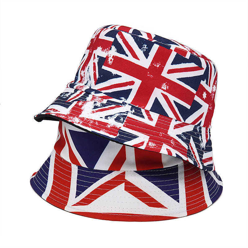 Bocca balde chapéu bandeira britânica impressão dupla lateral chapéus inglaterra bandeira reversível boné unisex dobrável algodão moda alta qualidade