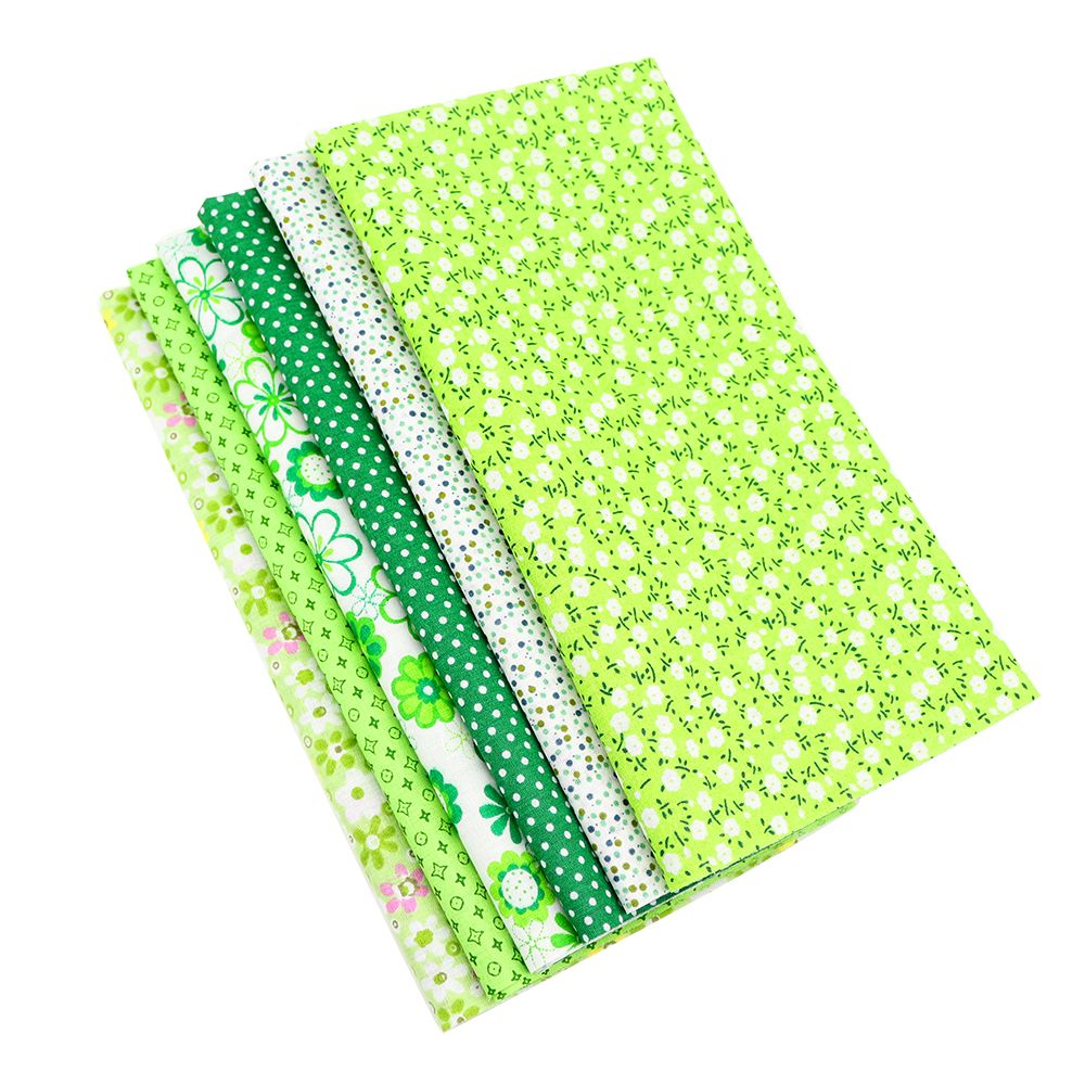 6 unids/lote tela de algodón combinación 50x50cm muñeca de tela accesorios y Material de costura Patchwork textil impresión Floral: Green