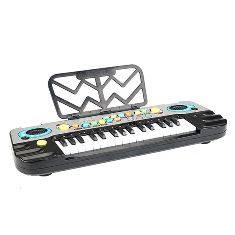 32 Keys Electronic Keyboard Piano for Kids LED Music Portable Teaching Keyboard Toy with Microphone Musical Instrument: Default Title