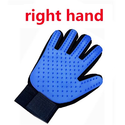 Guante para mascotas, guante para el cuidado del gato, guantes para Cepillar el pelo del gato, peine para perros para gatos, cepillo de masaje limpio para quitar el pelo: right Blue