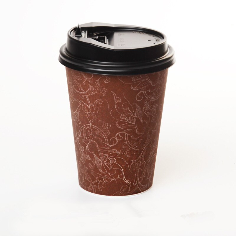 50pcs disposable coffee cups party favors brown drinking paper cups takeaway packaging cups with lids