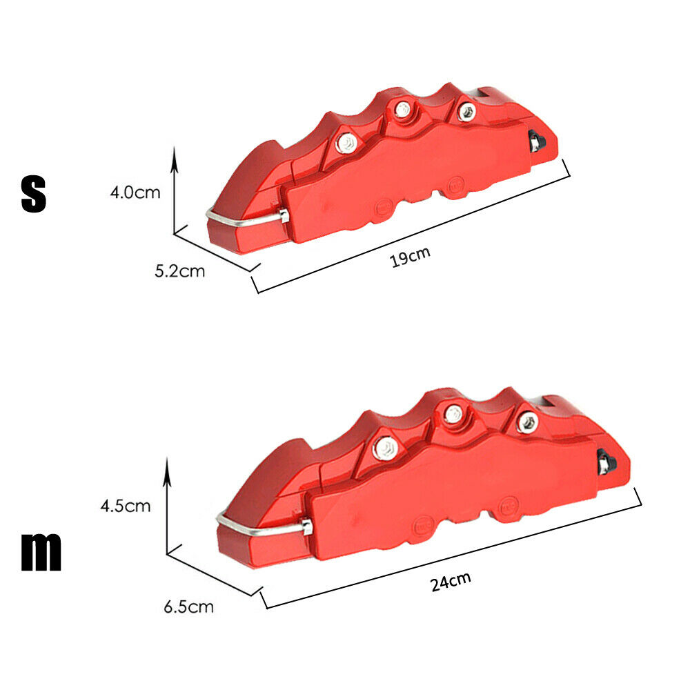 Cubiertas de pinza de freno de disco de camión y coche, cubierta de pinza de freno de disco delantero y trasero automático 3D, Kit Universal de decoración, cubierta de freno roja, 1 par