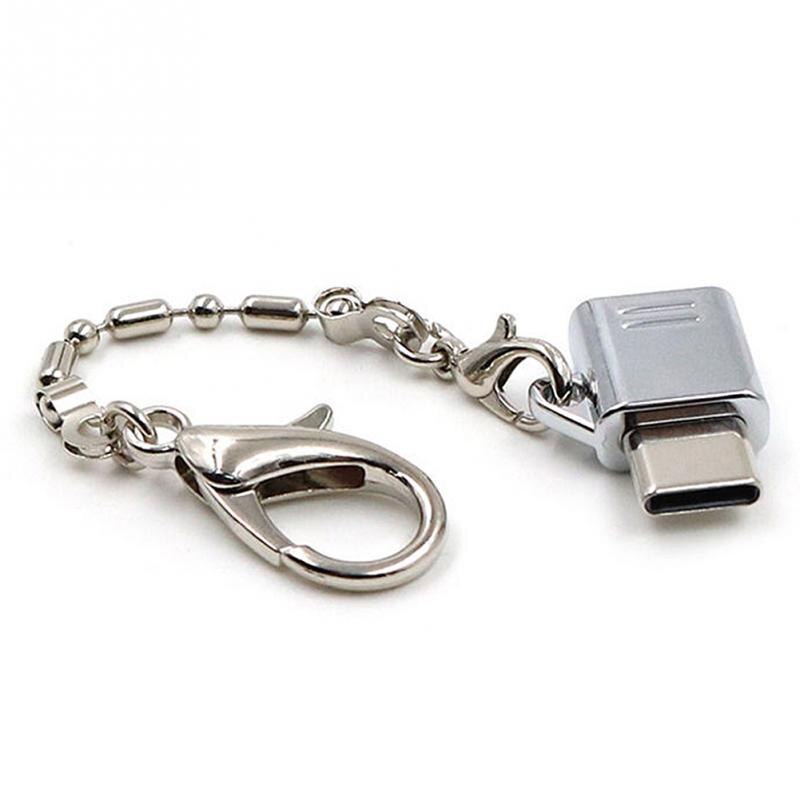 Micro Usb Female Naar Type C Male Adapter Converter Draagbare Metalen Mini USB-C Otg Adapter Met Sleutelhanger