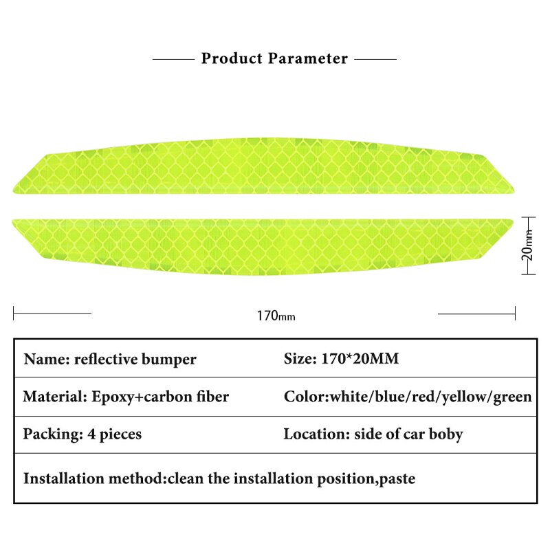 4pc 5 kleuren autodeur reflecterende sticker waarschuwingstape auto reflecterende sticker reflecterende tapes autostyling veiligheid autodecoratie