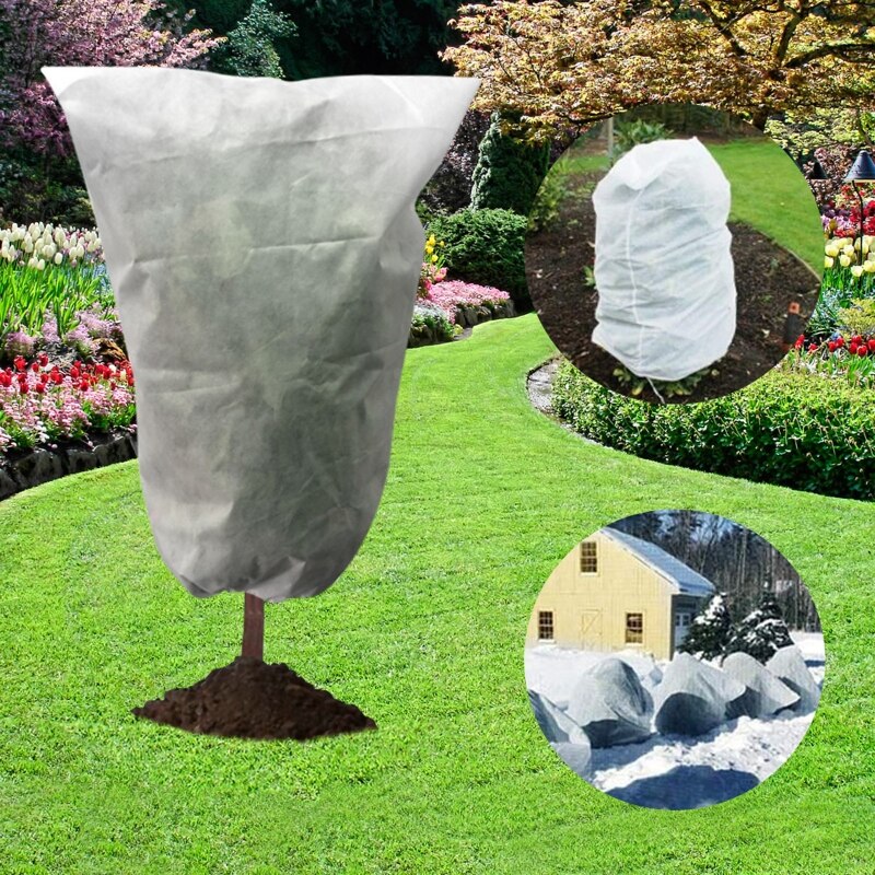 Plantenbeschermingskoordzak, herbruikbare winterbeschermende struikenhoesdoek  h55a