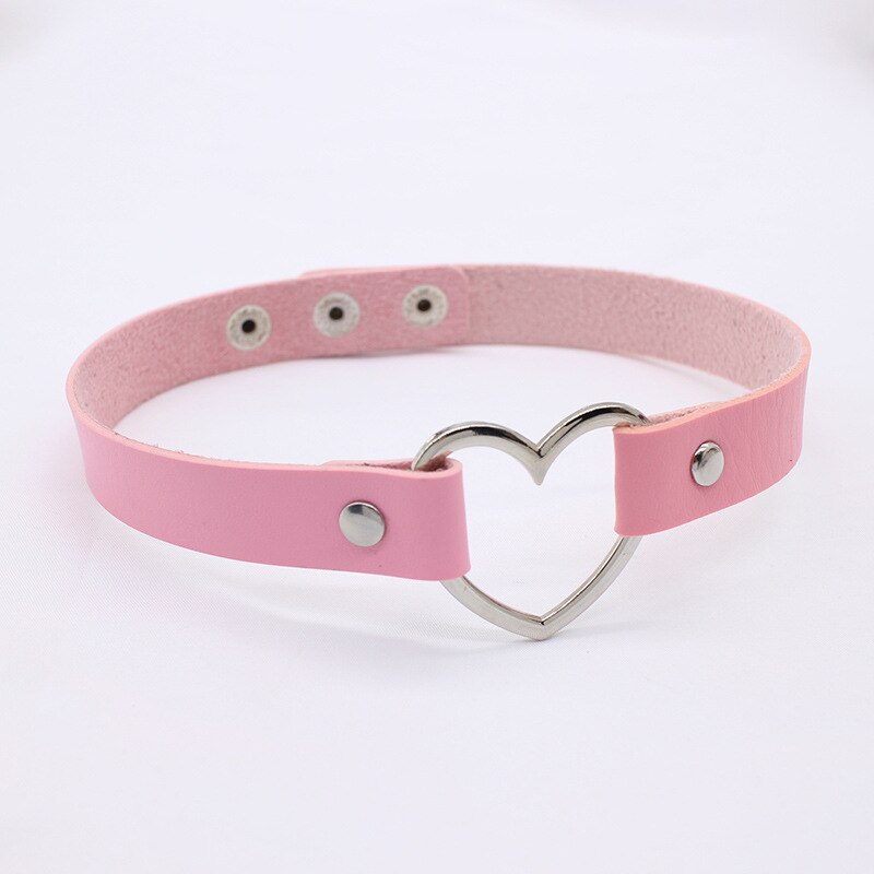 Gargantilla con tachuelas en 4 colores, Negro, Rojo, rosa, blanco, piel sintética, Punk, corazón, Collar con remaches, Collar con hebilla, Collar, para mujer, joyería