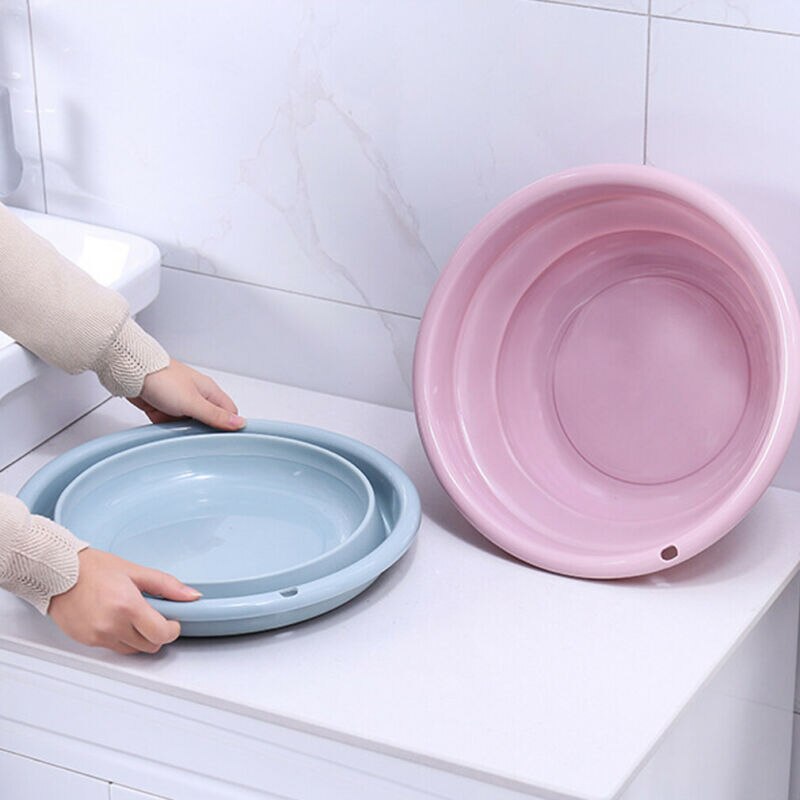 Rejse foldbar håndvask spand beholder bærbar frugtbassin sammenklappelig silikone vaskekar baby håndvask badeværelse tilbehør