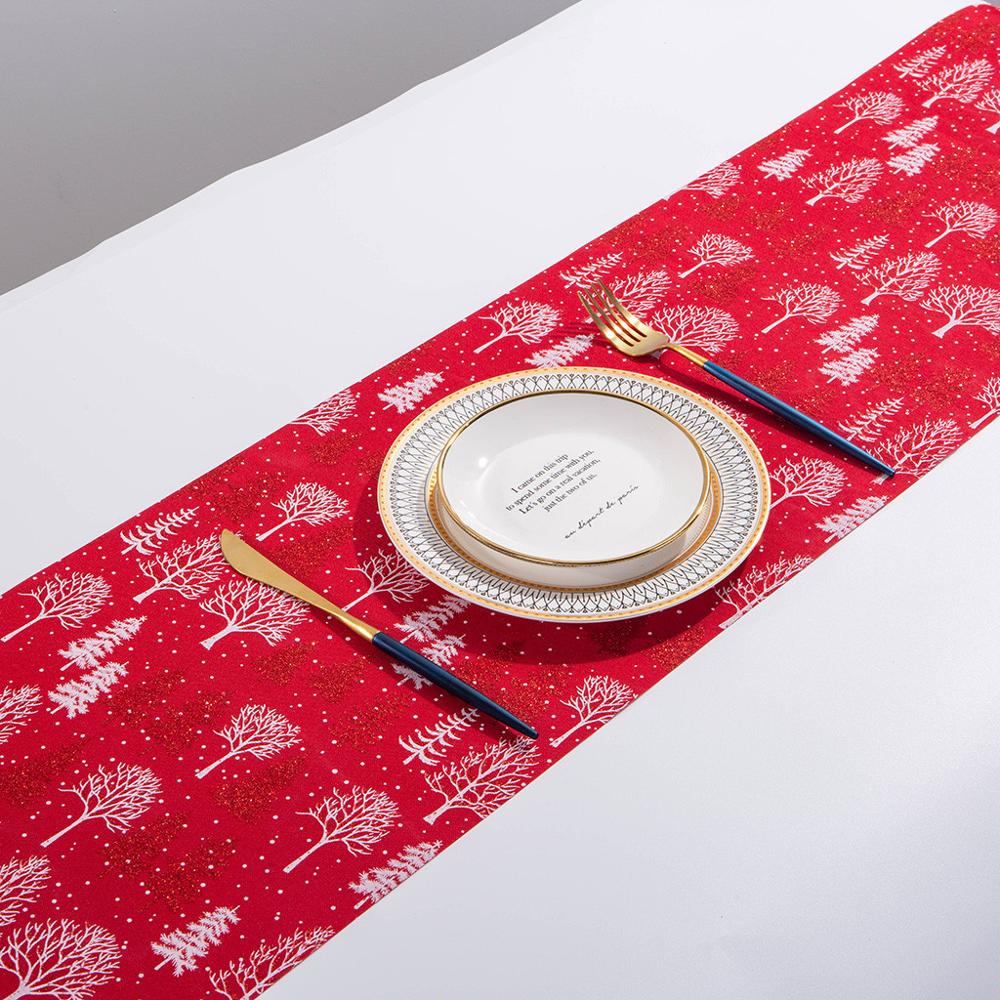 28x270CM Kerst Tafel Sneeuwvlok Mat Tafelkleed Kerst Vlag Thuis Party Decoratieve Kerstman Tapestry Tafellopers FB