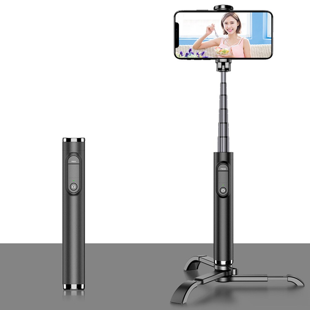 Bâton Selfie rotatif | Support de télécommande Bluetooth pour téléphone avec trépied, support Portable pour téléphone, appareil photo pour téléphone: Black