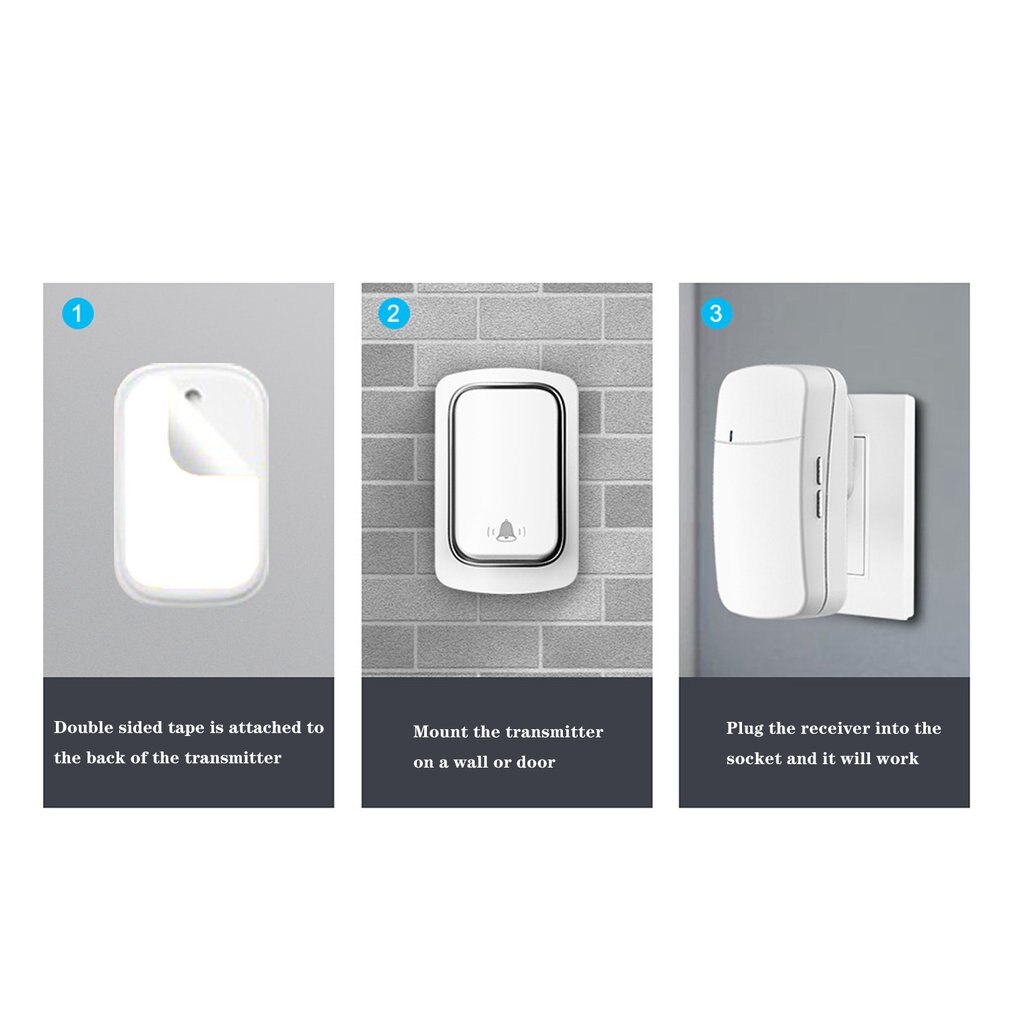 Ring Doorbell Wireless Doorbell No Battery Waterproof Self-Powered DoorBell Home Cordless Ring Dong Chime Timbre Calling