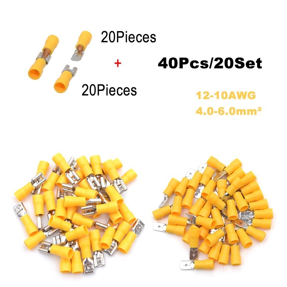40 pièces 20 ensemble fil électrique connecteur mâle femelle sertissage isolation Nylon câble Terminal MDD FDD voiture terminateur