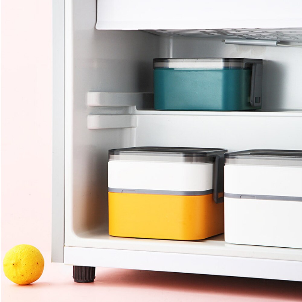 500-1100ml Portable 2 Layer Healthy Lunch Box Food Container Microwave Oven Lunch Bento Boxes With Cutlery