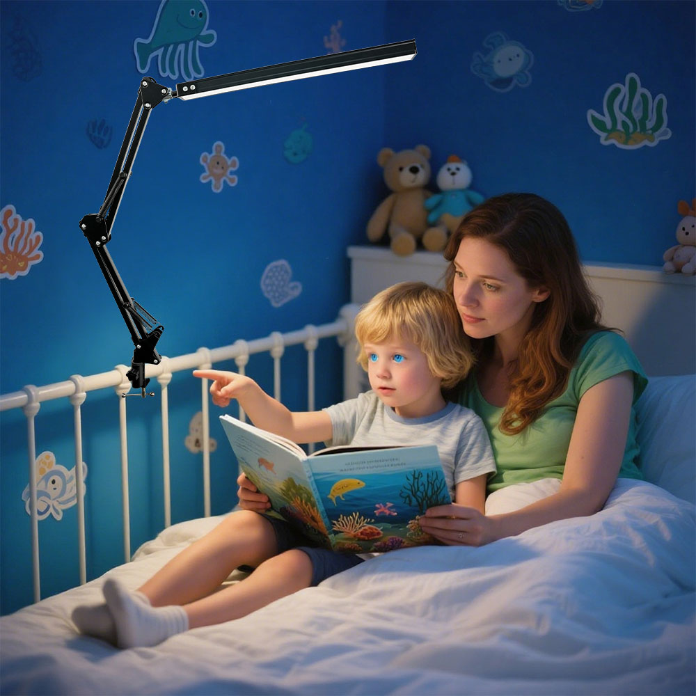 Led-bureaulamp met klem, 5/10w verstelbare zwenkarmen, 3 lichtstanden , 10 helderheidsniveaus, oogvriendelijk voor kantoor/studie/lezen.