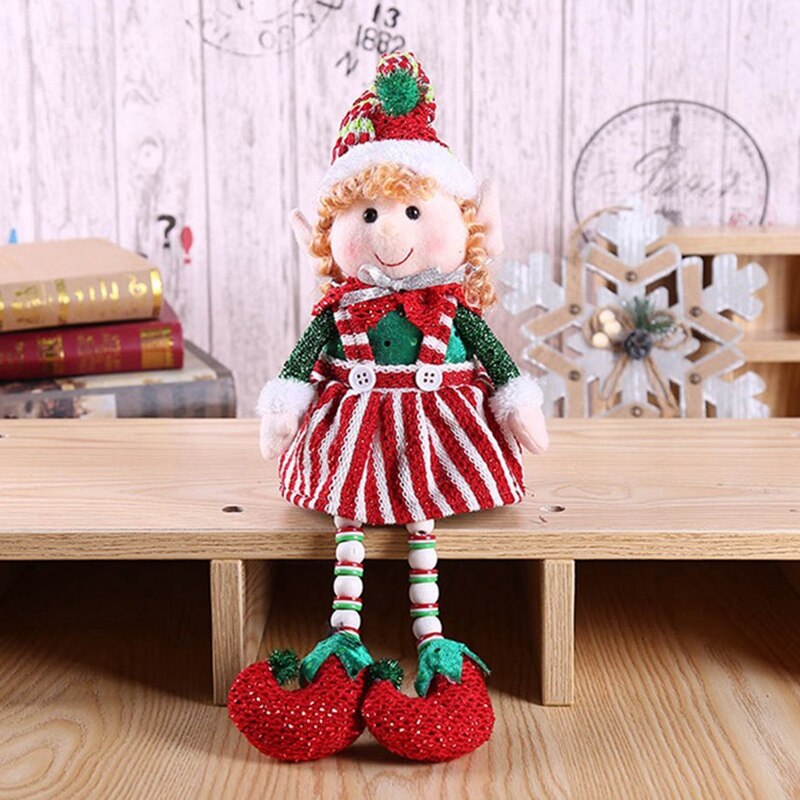 Christmas Xmas Tree Decoration Hanging Ornaments Long-Legged Elf Christmas Doll Elf Extendable Legs Dolls for Home Decor