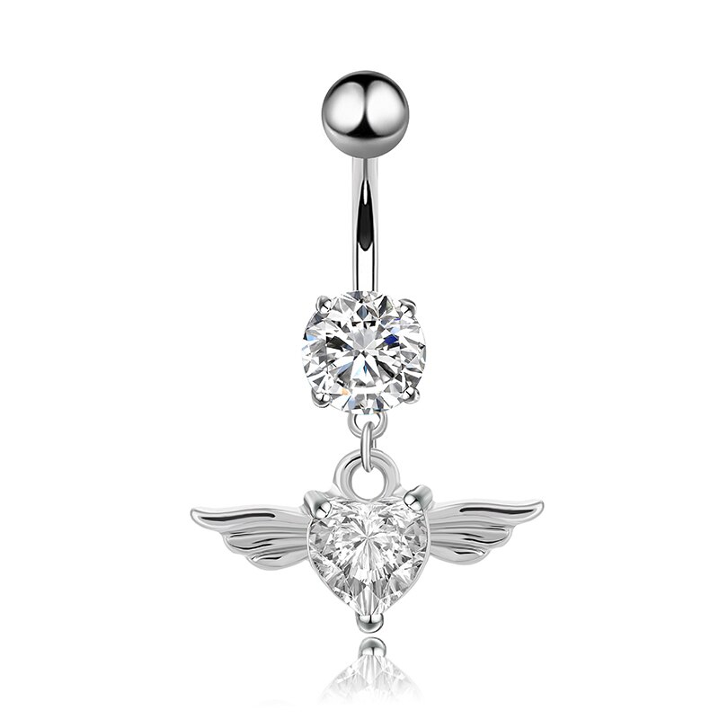 1pc Neue Zirkon Chirurgische Edelstahl Nabel durchbohren Blume Anhänger Bauchnabel Ringe Bauch durchbohren Körper Jewely: Weiß