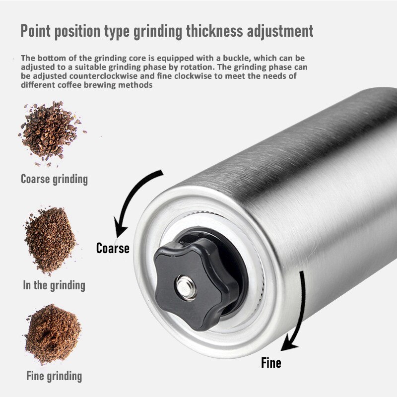 Silver Manual Coffee Grinder Mini Stainless Steel Handmade Coffee Bean Burr Grinder Tool Coffee Grinders Kitchen Coffee Tools